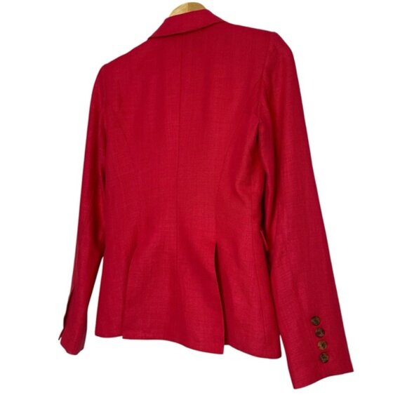 Smythe Blazer 100 Linen Red Coral Peak Collar Size 4 Designer EUC - Picture 10 of 10